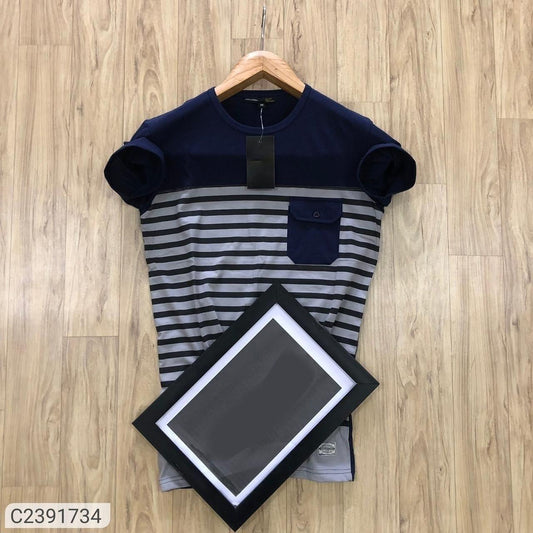 Regular Fit T-Shirt (Grey & Blue,M,L,XL)