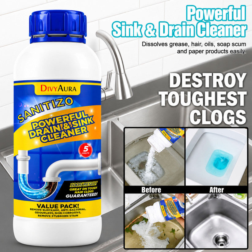 Sanitizo Powerful Drain & Sink Cleaner Powder 250 gm (Pack of 4)