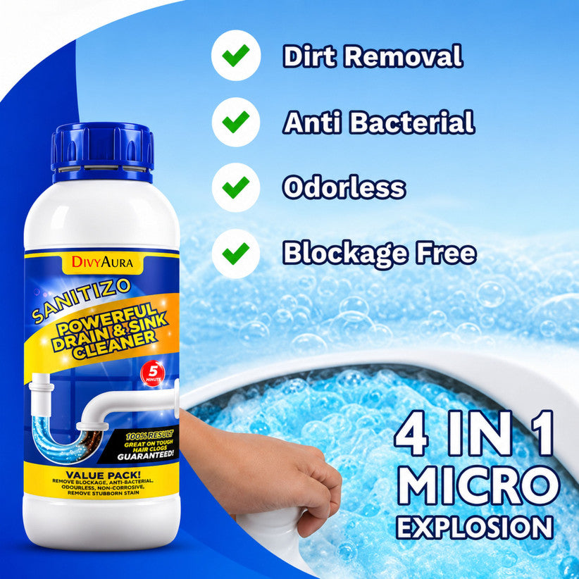 Sanitizo Powerful Drain & Sink Cleaner Powder 250 gm (Pack of 4)