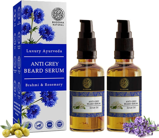Buddha Natural Grey Beard Serum Oil - 100% Natural Herbal Beard Color  Pack of 2